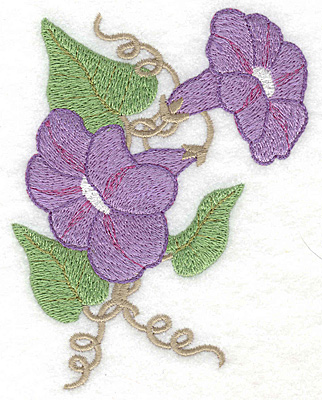 Embroidery Design: Morning Glories mauve large<br> 3.69w X 4.97h