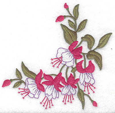 Embroidery Design: Fuschia corner large<br> 4.97w X 4.94h
