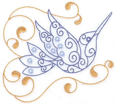 Embroidery Design: Hummingbird swirl A large<br> 4.97w X 4.52h