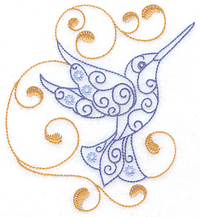 Embroidery Design: Hummingbird swirl B large<br> 4.61w X 4.99h