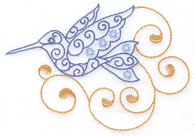 Embroidery Design: Hummingbird swirl E large<br> 4.98w X 3.50h