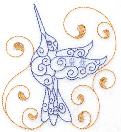 Embroidery Design: Hummingbird swirl F large<br> 4.45w X 4.99h