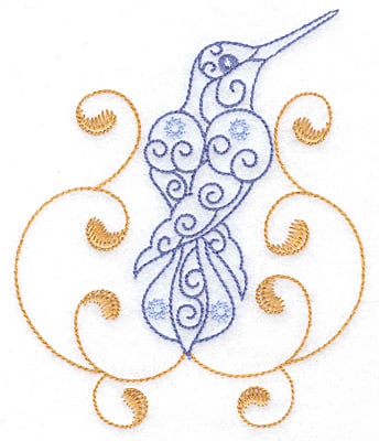 Embroidery Design: Hummingbird swirl G large<br> 4.18w X 4.99h