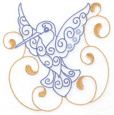 Embroidery Design: Hummingbird swirl H large<br> 3.88w X 4.99h