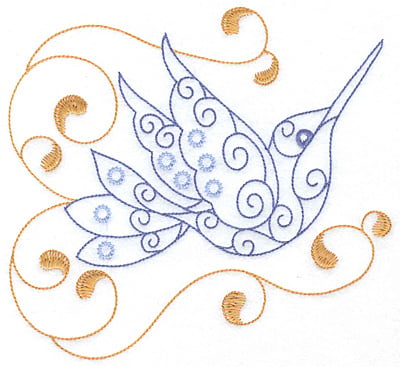 Embroidery Design: Hummingbird swirl K  x/l<br>7.05w X 3.41h