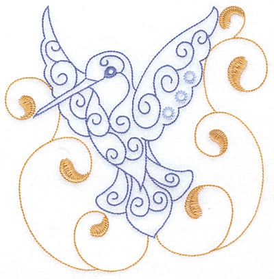 Embroidery Design: Hummingbird swirl M x/l<br> 6.92w X 7.09h