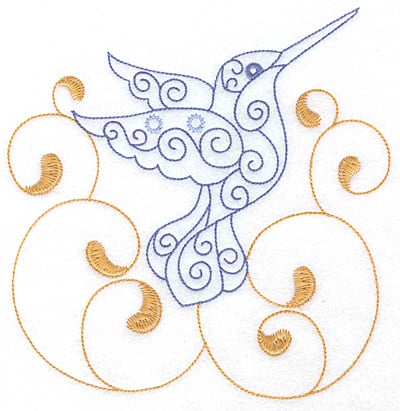 Embroidery Design: Hummingbird swirl N x/l<br> 6.92w X 7.08h