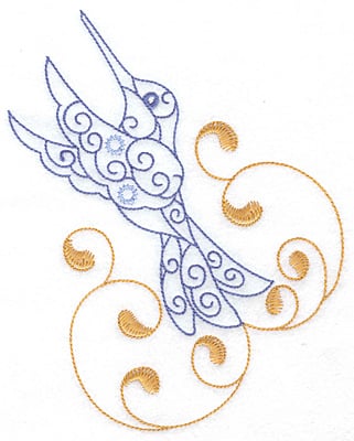 Embroidery Design: Hummingbird swirl O x/l<br> 5.61w X 7.07h