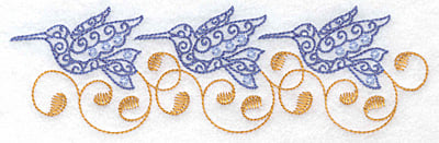 Embroidery Design: Hummingbird border<br> 6.96w X 2.13h