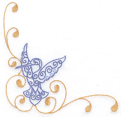 Embroidery Design: Hummingbird left corner large<br> 4.99w X 4.99h