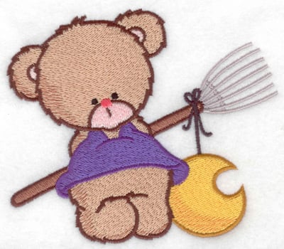 Embroidery Design: Bear with broom large<br> 4.93w X 4.21h