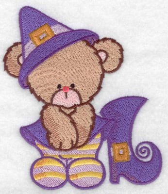 Embroidery Design: Bear witch with boot large<br> 4.30w X 4.93h