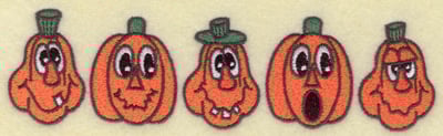 Embroidery Design: Pumpkins in a row<br> 6.94w X 1.91h