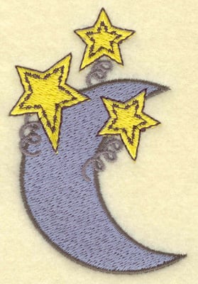 Embroidery Design: Moon and stars<br> 2.35w X 3.58h