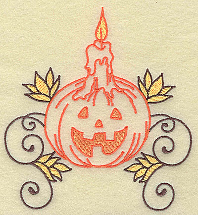 Embroidery Design: Pumpkin with candle design large<br> 4.59w X 4.95h