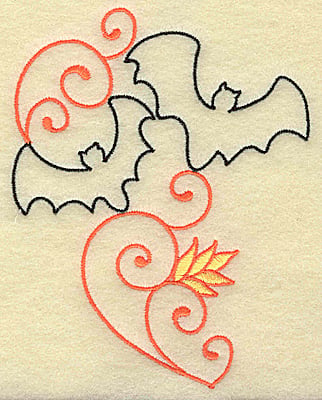 Embroidery Design: Bats and swirls large<br> 3.89w X 4.95h
