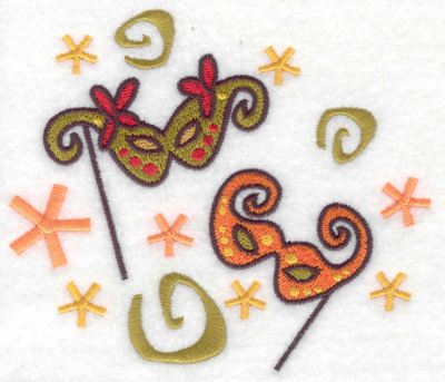 Embroidery Design: New Year's Eve masks large<br> 4.96w X 4.30h