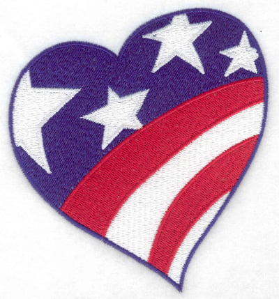 Embroidery Design: Independence Day heart flag large<br> 4.25w X 4.69h