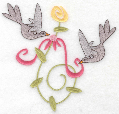 Embroidery Design: Anniversary doves large<br> 4.93w X 4.74h