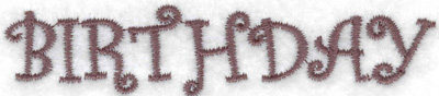 Embroidery Design: Birthday (large)<br> 3.31w X 0.72h