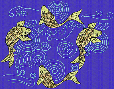 Embroidery Design: Koi J<br> 7.68w X 9.86h