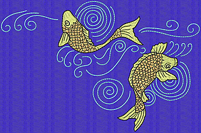 Embroidery Design: Koi Q <br> 6.03w X 9.14h