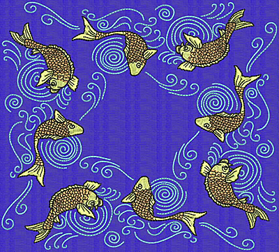 Embroidery Design: Koi X<br> 7.69w X 8.49h