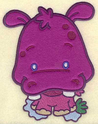 Embroidery Design: Hippo large applique<br> 5.31w X 6.87h
