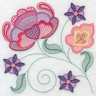 Embroidery Design: Floral A large<br> 7.02w X 7.00h