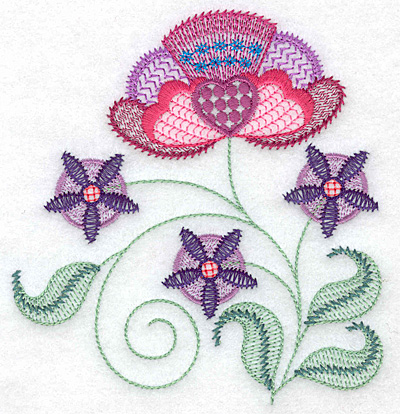 Embroidery Design: Floral B<br> 4.69w X 4.96h