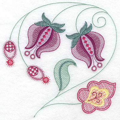 Embroidery Design: Floral D large<br> 7.01w X 7.05h