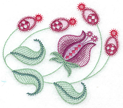 Embroidery Design: Floral E <br> 4.82w X 4.21h