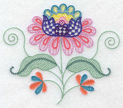 Embroidery Design: Floral H <br> 5.61w X 4.89h