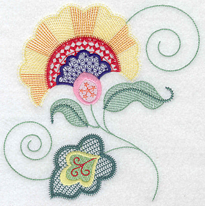 Embroidery Design: Floral M large<br> 7.00w X 7.09h