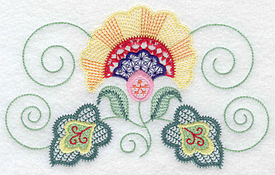 Embroidery Design: Floral N <br> 6.94w X 4.30h
