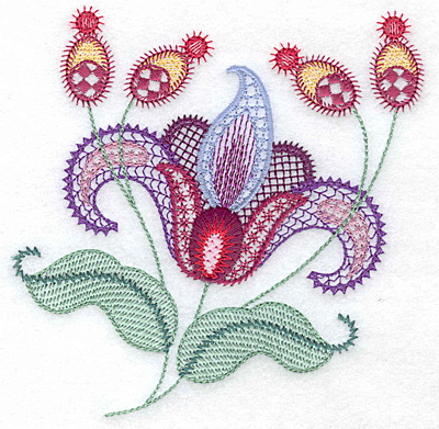 Embroidery Design: Floral P <br> 4.97w X 4.96h