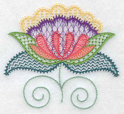 Embroidery Design: Floral U <br> 3.87w X 3.50h