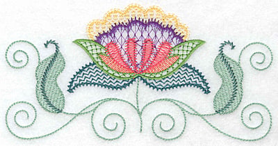 Embroidery Design: Floral V<br> 6.98w X 3.58h