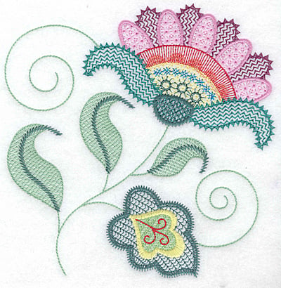 Embroidery Design: Floral W large<br> 7.04w X 7.16h