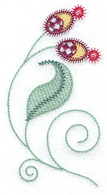 Embroidery Design: Buds and leaves<br> 2.45w X 4.60h