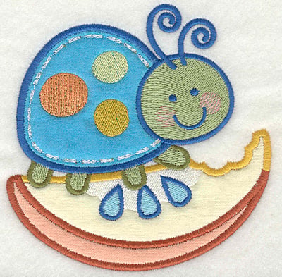 Embroidery Design: Bug on fruit<br>4.81w X 4.87h