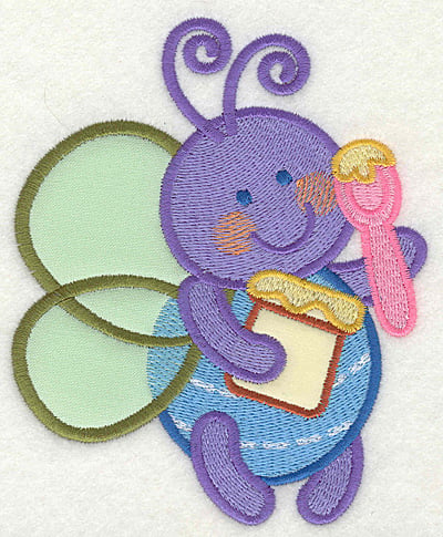 Embroidery Design: Bee eating honey<br> 4.00w X 4.93h