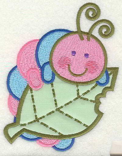 Embroidery Design: Caterpillar eating leaf<br> 3.75w X 4.93h | Embroidery Legacy Embroidery Design: Caterpillar eating leaf<br> 3.75w X 4.93h