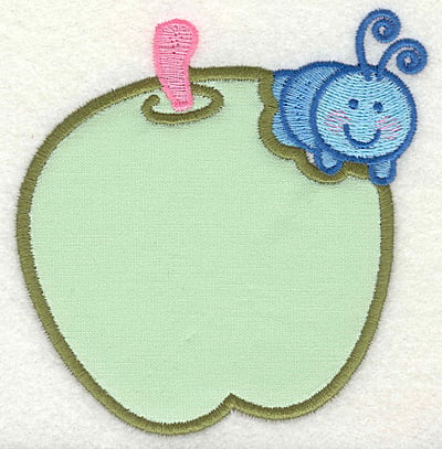 Embroidery Design: Caterpillar on apple<br> 4.00w X 4.31h