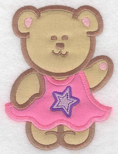 Embroidery Design: Teddy Bear girl double applique large<br>3.77w X 5.00h