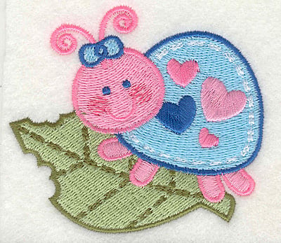 Embroidery Design: Bug Eating Leave <br> 3.25" x 2.93"