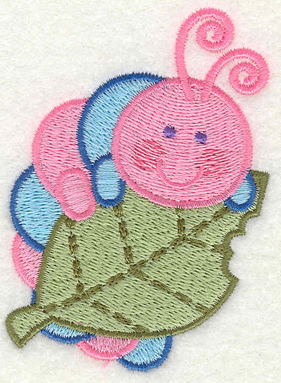 Embroidery Design: Caterpilliar on a Leave <br> 2.56" x 3.43"