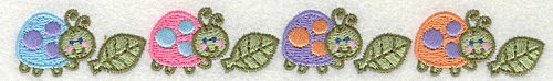 Embroidery Design: Four LadyBugs with Leaves <br> 6.93" x 0.87"