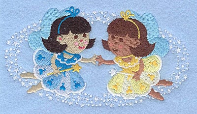 Embroidery Design: Fairies holding hands<br>2.73" x 5.00" | Embroidery Legacy Embroidery Design: Fairies holding hands<br>2.73" x 5.00"