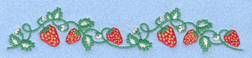 Embroidery Design: Strawberry border<br>1.29" x 7.00"